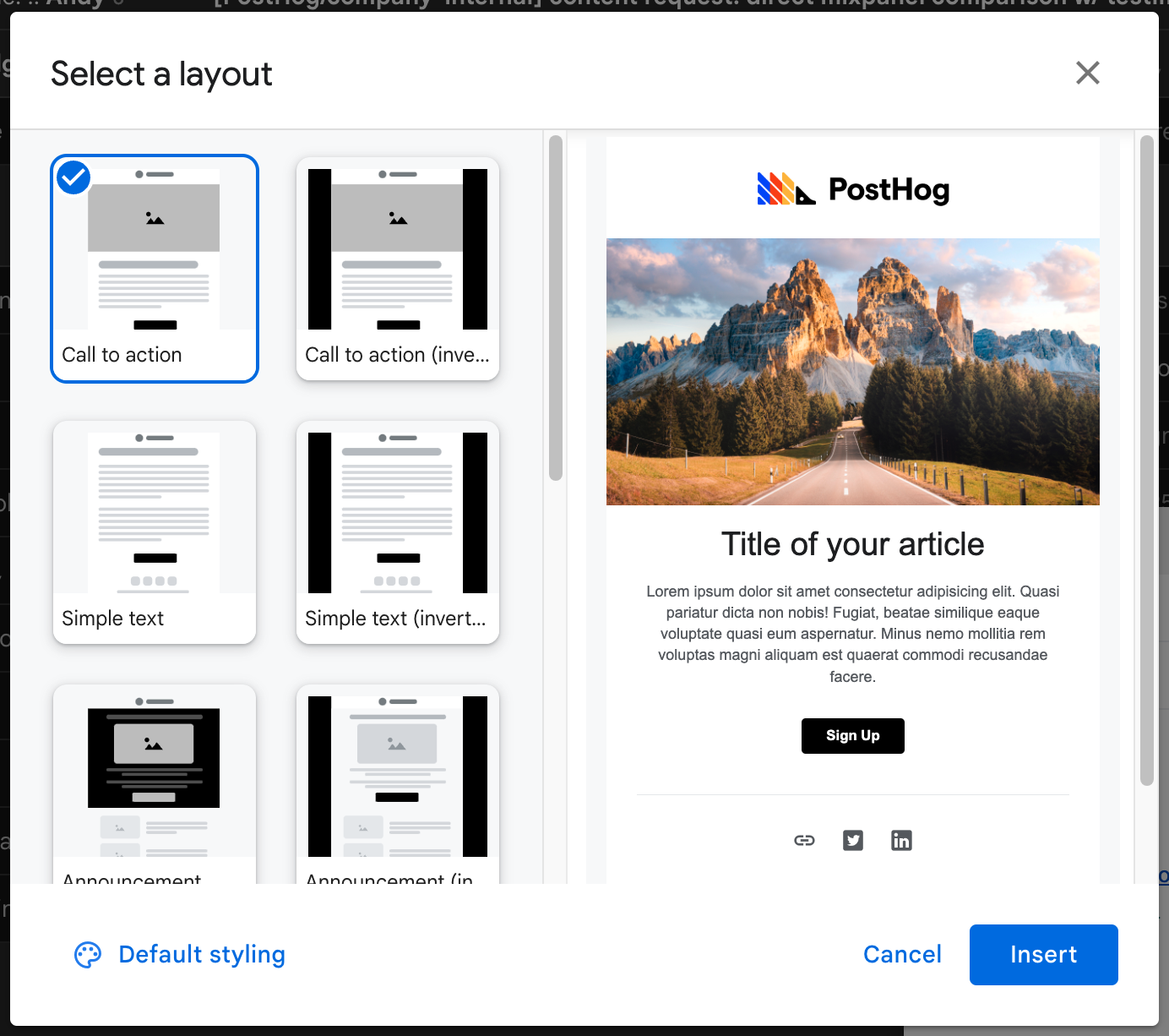 google email layouts